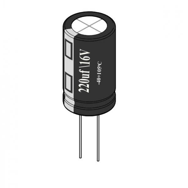 Condensateur Radial 220 uF 16 Volt 20% 85c 6.3x11x2.5mm
